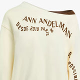 ANN ANDELMAN 2610 假两件斜肩字母印花卫衣 杏
