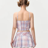 13DE MARZO | 2406 Doozoo Plaid Bow Tank Top Pink