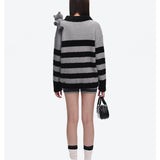 13DE MARZO | 2509 Raccoon Bear Striped Sweater