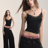 VIA PITTI 2601 设计感辣妹蕾丝吊带内搭 黑