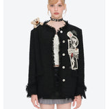 13DE MARZO | 2610 Rolling Stones Badge Tweed Jacket Black