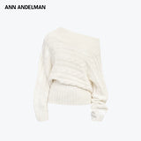 ANN ANDELMAN 2601 解构斜肩绞花毛衣