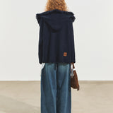 SOMESOWE 2512 慵懒风流苏连帽开衫 藏青