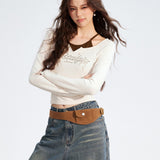 MacyMccoy 2511 假两件蝴蝶Tee 米