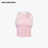ANN ANDELMAN 2603 印花丝巾毛织背心 粉