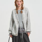 SOMESOWE 2510 波嬉风V领系带开衫