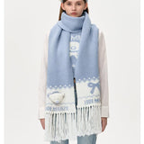 13DE MARZO | 2412 Fair Isle Bear Knit Scarf Blue