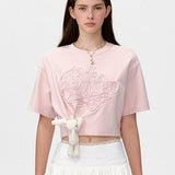 13DE MARZO | 2504 Bear Logo Patch Top Pink
