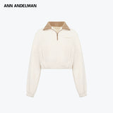 ANN ANDELMAN 2512 摇粒绒立领短款套头衫 米黄