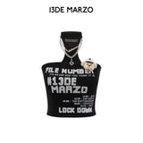 13DE MARZO | 2602 Silver Foil Chain Print Bustier Top Black