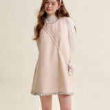 Kroche 2602 羊毛混纺 钉珠小香风宽松A字连衣裙