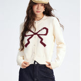 MacyMccoy 2511 蝴蝶结短款毛衣 米白