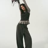 SOMESOWE 2602 松弛感双腰头弯刀卫裤 深灰