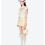 13DE MARZO | 2605 Golf Shirt Two-Piece Set Yellow