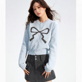 MacyMccoy 2511 蝴蝶结短款毛衣 蓝