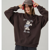 ADLV 2511 可爱站立欢迎小熊圆领卫衣 深棕
