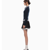 ANN ANDELMAN 2510 拼接假两件毛织开衫 藏蓝