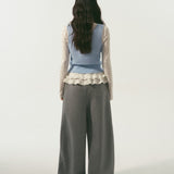 SOMESOWE 2602 松弛感双腰头弯刀卫裤 浅灰