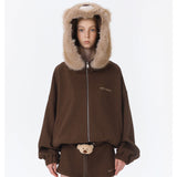 13DE MARZO | 2511 Doozoo Zipper Hoodie Brown