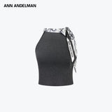 ANN ANDELMAN 2603 印花丝巾毛织背心 深灰