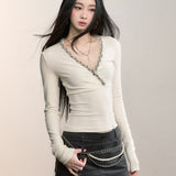 VIA PITTI 2602 V领小香织带针织打底
