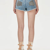 13DE MARZO | 2406 Double Distressed Denim Shorts Blue