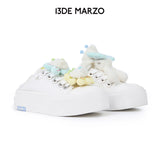 13DE MARZO | 2604 Floral Butterfly Bear Backless Shoes White