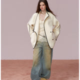 VIA PITTI 2605 泥染水洗做旧复古刺绣宽松阔版牛仔
