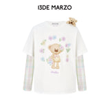 13DE MARZO | 2608 Floral Appliqué Style Long Sleeve T-shirt White