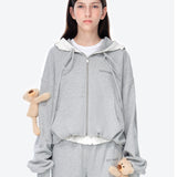 13DE MARZO | 2602 Lace Edge Zip Hoodie Grey