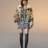 SOMESOWE 2512 提花摇粒绒连帽休闲外套 白