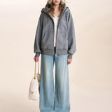 Kroche 2602 细闪复合绒 雪花刺绣宽松连帽卫衣