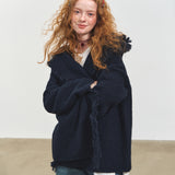 SOMESOWE 2512 慵懒风流苏连帽开衫 藏青