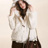 Kroche 2511 熊耳朵连帽皮毛一体羊羔毛马甲