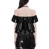 OZLANA SS2404 Bijoux Sequin Halterneck Top Black