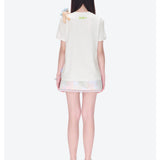 13DE MARZO | 2604 Floral Butterfly Bear Backless Shoes White