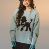 SOMESOWE 2512 傲娇小狗圆领毛衣 绿