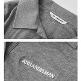 ANN ANDELMAN 2610 翻领不对称下摆上衣 灰
