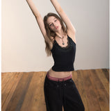 VIA PITTI 2601 设计感辣妹蕾丝吊带内搭 黑