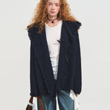SOMESOWE 2512 慵懒风流苏连帽开衫 藏青
