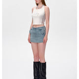 13DE MARZO | 2510 Bear Face Denim Skirt Blue