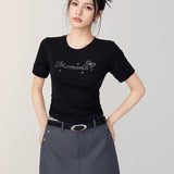 MacyMccoy 2507 blingbling花边拼接短袖 黑