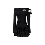 13DE MARZO | 2601 Off-Shoulder Tiered Dress Black