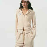 SOMESOWE 2602 晚安小熊毛巾绣连帽卫衣/摇粒绒卫裤 米白