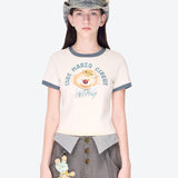 13DE MARZO | 2602 Oil Paint Clown Bear Short Tee Beige