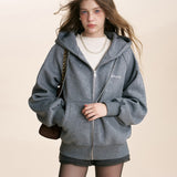 Kroche 2602 细闪复合绒 雪花刺绣宽松连帽卫衣