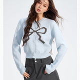 MacyMccoy 2511 蝴蝶结短款毛衣 蓝