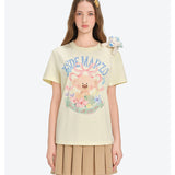 13DE MARZO | 2603 Floral Bear Illustration T-Shirt Yellow