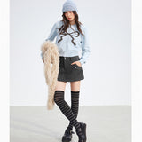 MacyMccoy 2511 蝴蝶结短款毛衣 蓝