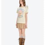 13DE MARZO | 2603 Floral Bear Illustration T-Shirt Yellow